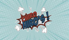 Logo Chirohiro's op blauwe achtergrond