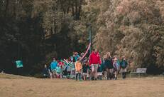 Chirogroep onderweg in het park