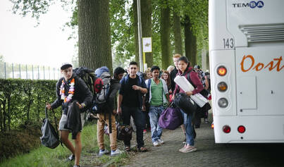 Aankomst met de bus