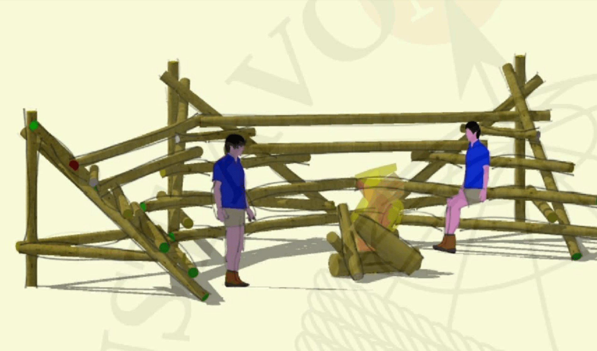 Constructie met driepikkel en kruissjorring