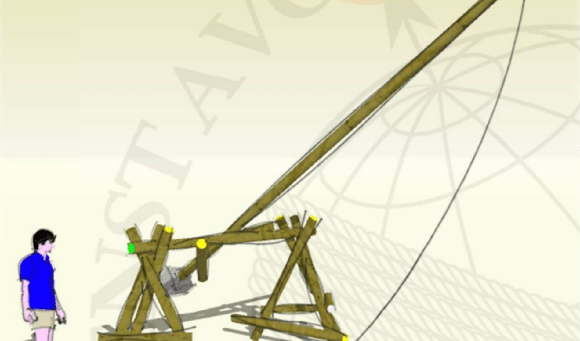 catapult met driepikkel en kruissjorring