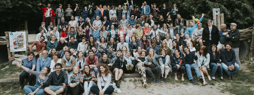 Groepsfoto van personeelsfeest Groep Chiro