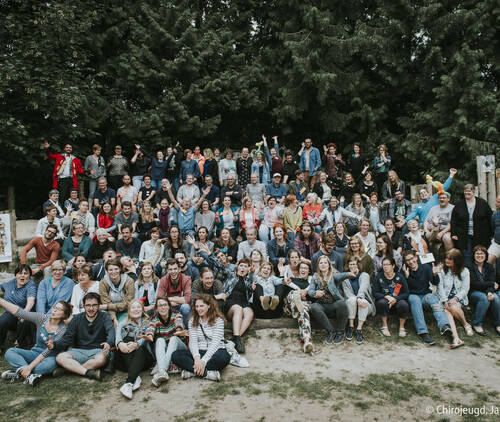 Groepsfoto van personeelsfeest Groep Chiro