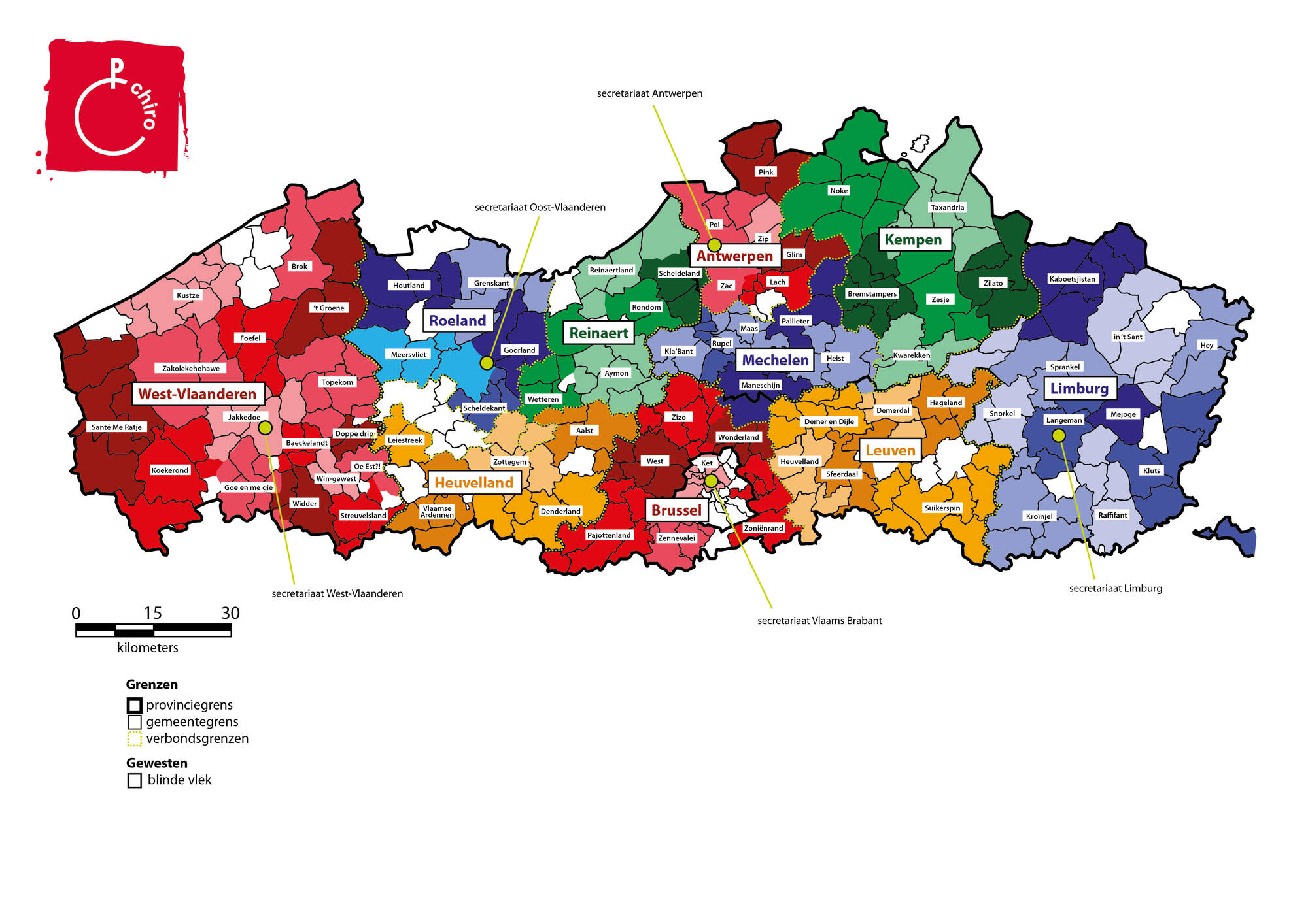 kaart gewesten en verbonden 2022